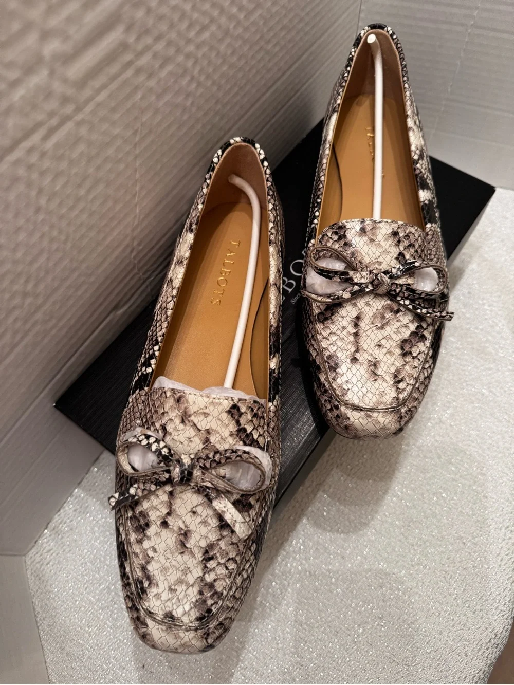 Talbots Women's Snake-Print Loafers in Black and Cream